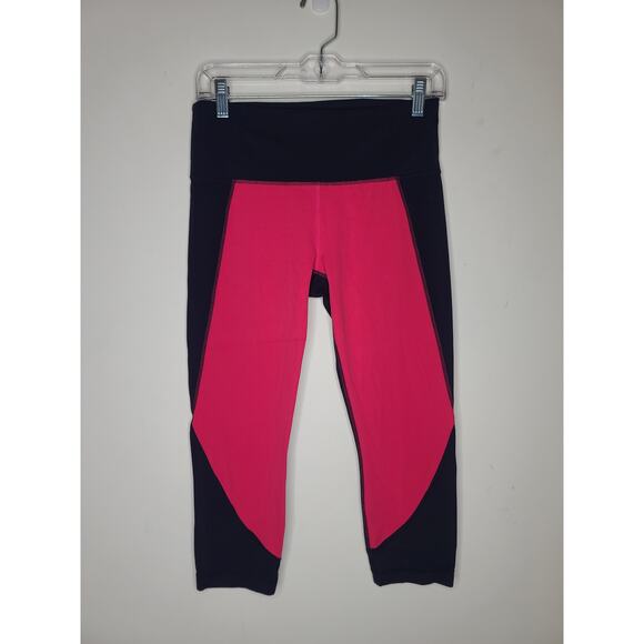 Athleta pink black capri leggings pants - medium - Picture 1 of 7